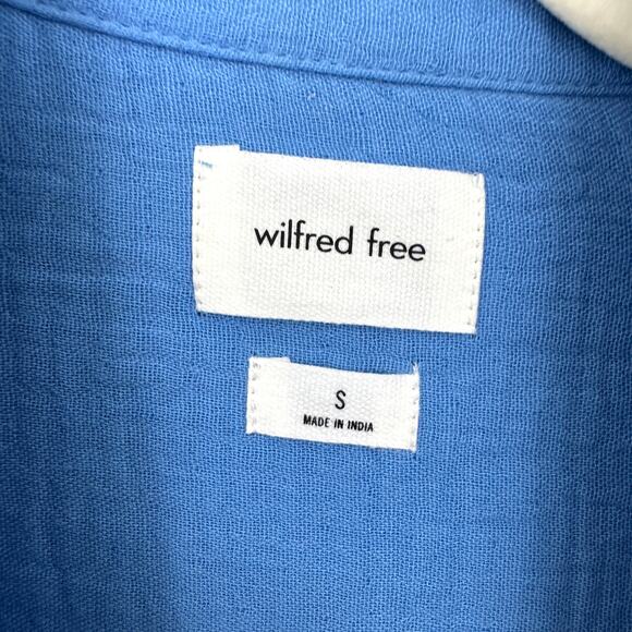 Wilfred Free Womens Button Shirt Top Size S 100% Organic Cotton Flowy Blue - Picture 2 of 6
